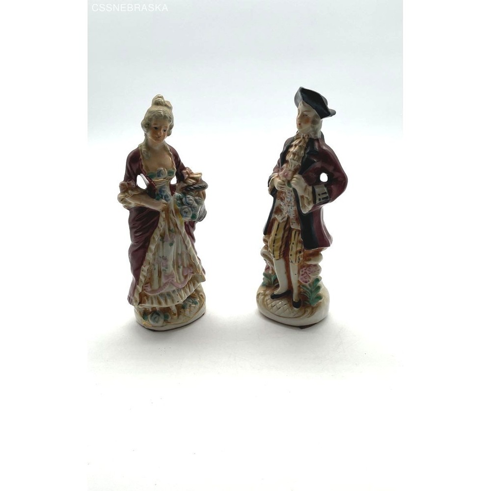 China 2X Victorian Romantic French Country woman & man‎ Figurine statue